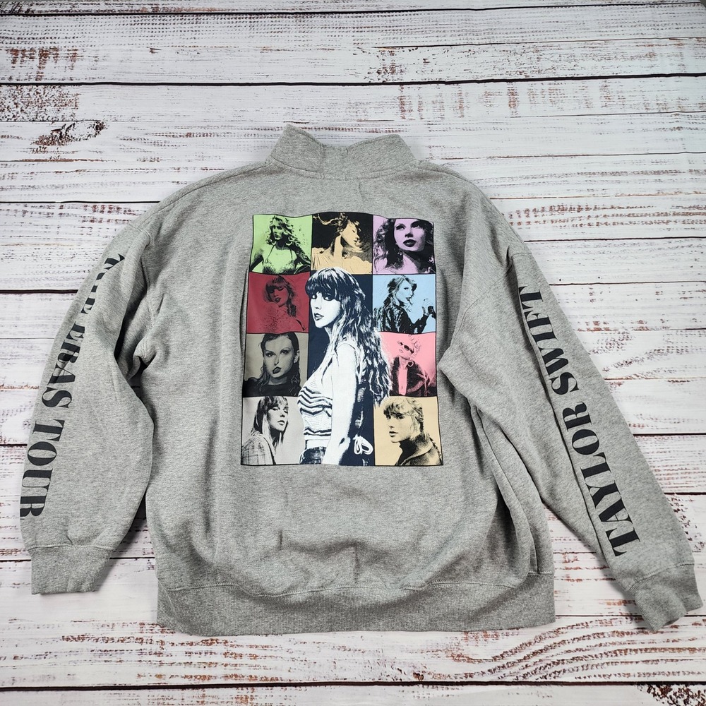 Taylor Swift The Eras Tour Quarter Zip Pullover Sweatshirt Heather Gray Graphic